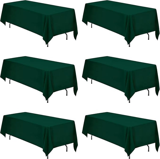 BRILLMAX 6 Pack Hunter Green Tablecloths 70 x 120 Inch for 6ft or 8ft Rectangle Tables - Rectangular Bulk Linen Polyester Fabric Washable Cloth Cover for Wedding Reception Banquet Birthday Party