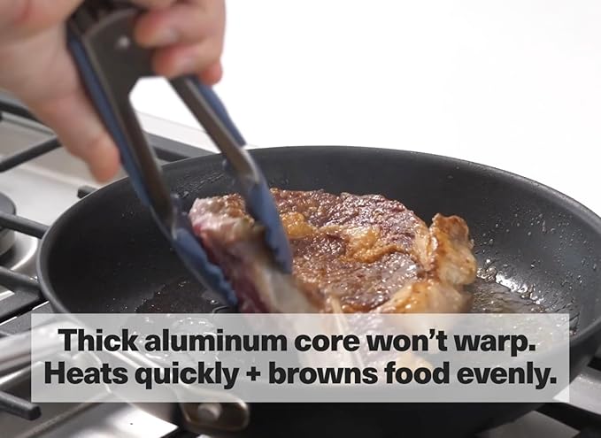 Misen Nonstick Frying Pan - Premium Skillet with PFOA-Free Coating - Ideal for Omelettes, Eggs, and Induction Cooking - Durable Aluminum Core, Warp-Resistant Design, and Oven-Safe to 450°F - 10"