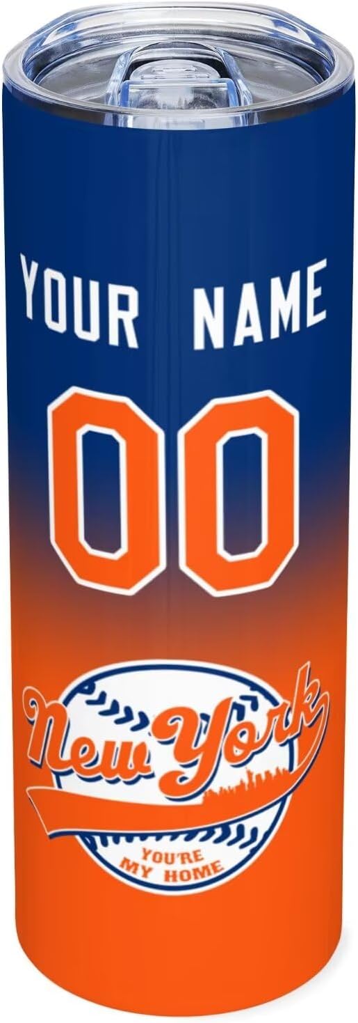 Custom Tumbler Stainless Steel Cup Personalized Baseball Vacuum Insulation Travel Mug Add Your Name Number Fans Gift for Baseball Fans