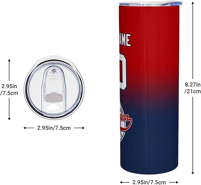 Custom Tumbler Stainless Steel Cup Personalized Baseball Vacuum Insulation Travel Mug Add Your Name Number Fans Gift for Baseball Fans