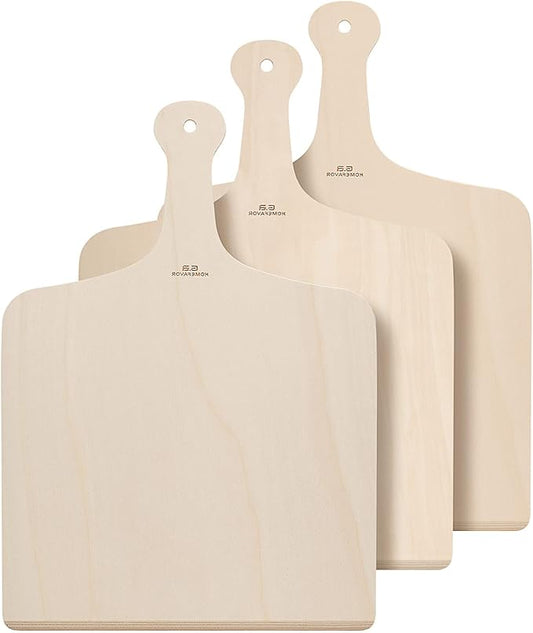 G.a HOMEFAVOR Pizza Peel, 12 x 16 Inch Wood Pizza Paddle for Baking Homemade Pizza, Wooden Pizza Spatula Oven Accessory, Large Cutting Board Set for Bread Fruit Vegetables (3-Pcs)