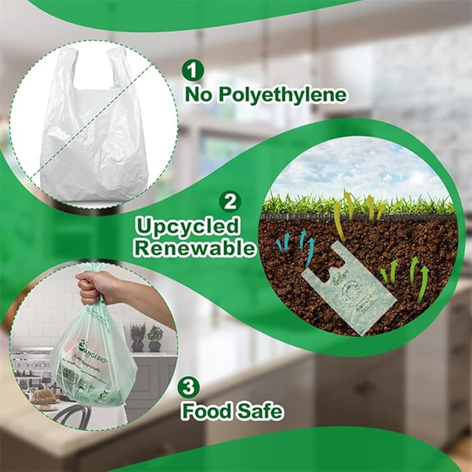 100% Certified Home Compostable Trash Bags, 55 Gallon, 15 Count, 1.5 Mils Extra Thick 38 x 56 Inches, 208 Liter, Compostable Liners, ASTM D6400 EN 13432 US BPI & OK Compost Home Certified