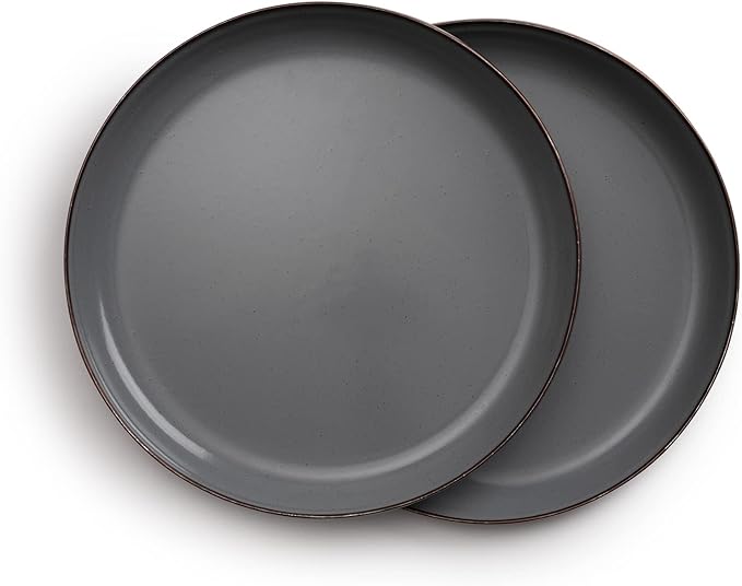 Barebones 8 Inch Salad Plate - Set of 2 Salad Plates - Enamelware Plates - Durable Kitchen or Camping Plate (Slate Gray)