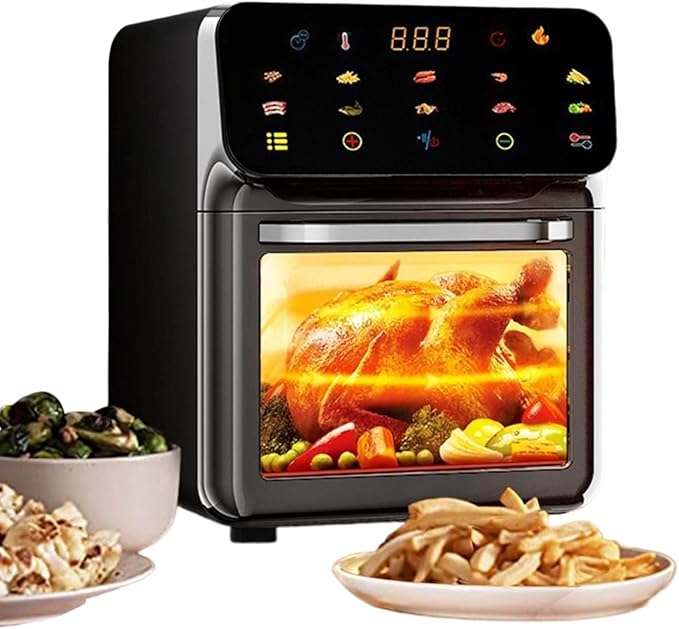 Air Fryer Oven - 11.22in Family Size Toaster Oven with Rack Dehydrator Function for Home Dorm Dining Table Baking Roasting Cooking Adjustable Temperature, Stainless Steel,