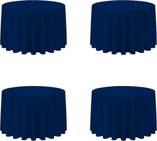 BRILLMAX 4 Pack Navy Blue Round Tablecloths 108 Inch - Circle Bulk Linen Polyester Fabric Washable Table Cloth Cover for Wedding Reception Banquet Birthday Party Buffet Restaurant