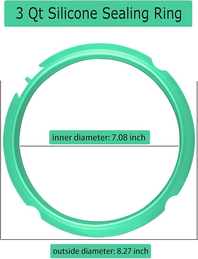 4 Pack Silicone Sealing Ring for Instant Pot 3 QT - Replacement Silicone Gasket Seal Rings 3QT with 4 Colors(Red, Clear, Green, Blue) - Instant Pot Replacement Silicone Gasket Seal for 3 Quart