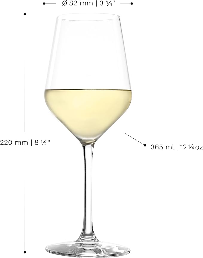 Stölzle Lausitz White Wine Glasses Revolution 6-Piece Set 12 1/4 oz – Wine Glasses Ideal for Heavy Wines & Medium-Bodied Reds – Elegant Wine Goblet – Dishwasher Safe & Made in Germany