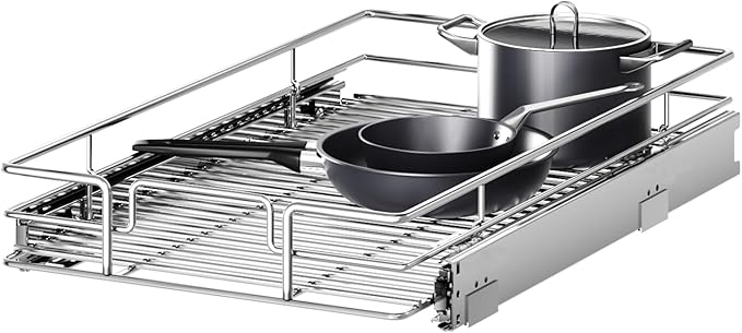 Pull Out Cabinet Organizer 13½" W x 18" D, Heavy Duty Cabinet Pull Out Shelves, Slide Out Drawers Organization for Kitchen Cabinets Bathroom