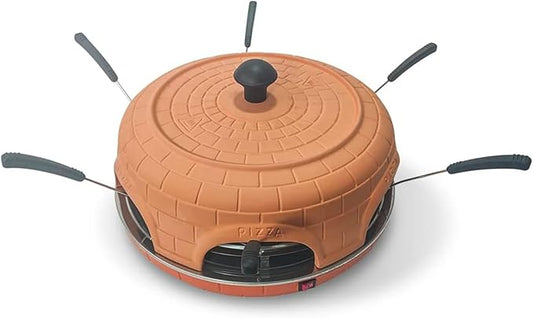 Electric Pizza Oven Family Sharing Pizza Maker with Terracotta Cover, Mini Smokeless Pizza Bake Oven for Pizza Party Home Party (6 PERSON)