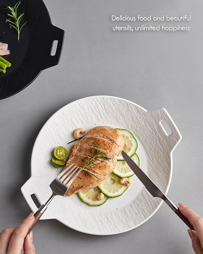 4-Piece Wood Handle Silverware Set - Service for 1, Natural Walnut Wood & 304 Stainless Steel Flatware, Elegant Brushed Finished Brown/Silver Cutlery (1 Set-4 Piece)