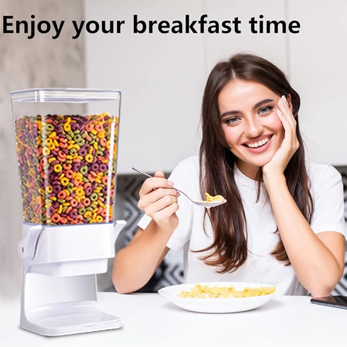 Cereal Dispenser Countertop with lids, 5L Organization and Storage Containers for Kitchen and pantry, Plastic Containers for food, Cereal, Rice, Beans, Grains, Nuts, Oatmeal, Pet food, White, 1Pc