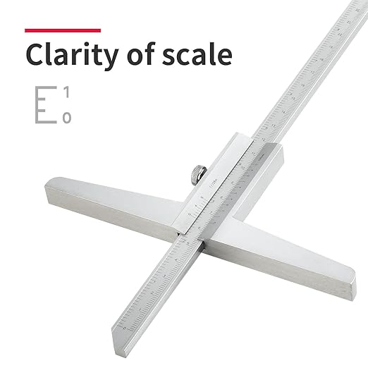 0-600mm Extra Long Depth Ruler (Bridge Length 150mm) Heavy Duty Measuring Tool Thickened Bridge Base Anti-Distortion DRINYOUNG(Depth Ruler 600 Long (Bridge Length 150)