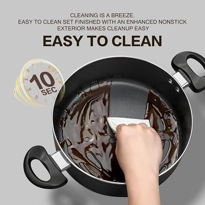 8pcs Black Ceramic Pots and Pans Set, Cooking Pan Set,Cooking Pot Set Ceramic Pan Set, Nonstick Cookware Set, Induction Safe Kitchen Cooking Set with Frying Pans, Saucepans, shovel and Ladle