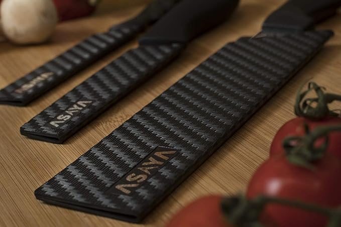 Asaya Professional Knife Edge Guards -Universal Blade Covers - Extra Strength, ABS Plastic and BPA-Free Felt Lining, non-Toxic and Food Safe - Knives Not Included (9Pcs)