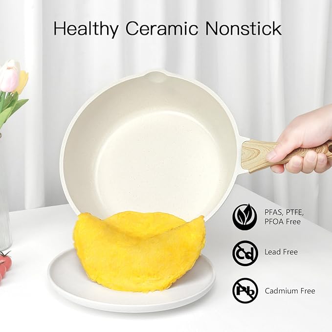 GiPP Ceramic Pots and Pans Set Non Stick - 17 Pcs Nonstick Cookware Set, Non-toxic Healthy Kitchen Cooking Set w/Frying Pans Set, Dishwasher Safe, PFAS PTFE PFOA PFOS Free