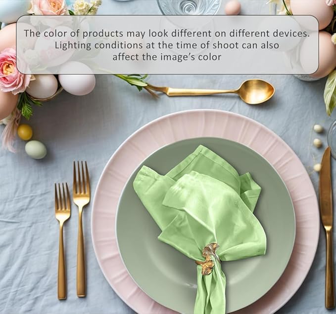 Ruvanti Cloth Napkins Set of 12, 18x18 Inches Napkins Cloth Washable, Soft, Durable, Absorbent, Cotton Blend. Table Dinner Napkins Cloth for Hotel, Lunch, Restaurant, Wedding Parties - Light Green