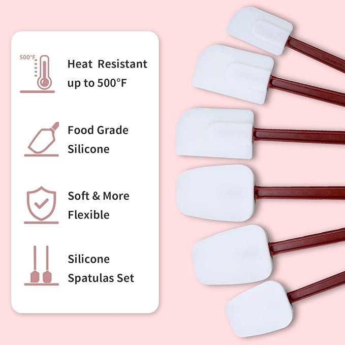 14 INCH Silicone Spatulas Heat Resistant Heavy Duty Rubber Spatulas Commercial Spatulas Set for Kitchen Use Silicone Cooking Utensils Sets of 2