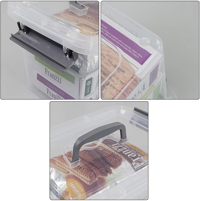 Bringer 6-Pack 5 L Clear Plastic Storage Box, Small Storage Latch Bin