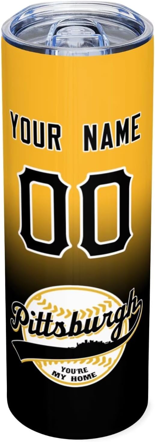 Custom Tumbler Stainless Steel Cup Personalized Baseball Vacuum Insulation Travel Mug Add Your Name Number Fans Gift for Baseball Fans