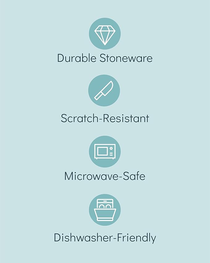 Stoneware dinnerware set 4 persons 12 pcs - Mediterranean dinnerware set, dishwasher, microwave and scratch resistant - bowl and plate set - dinnerware Pure Living Light Beige…