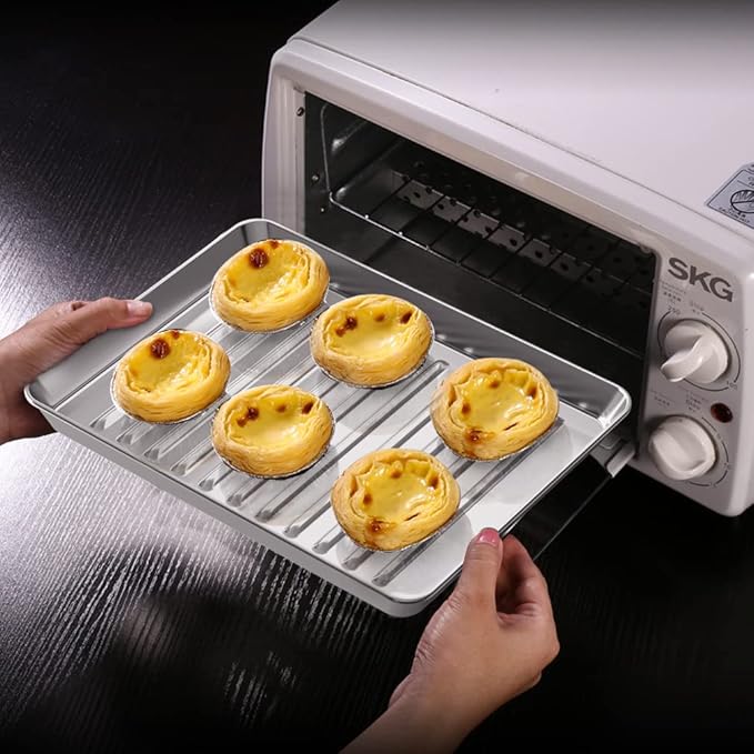 ROTTAY Small Baking Sheet Pan with Wire Rack Set [2 Pans + 2 Racks], 1/8 Stainless Steel Cookie Sheets for Oven, Warp Resistant & Heavy Duty & Rust Free, Size 9 x 7 x 1 Inches