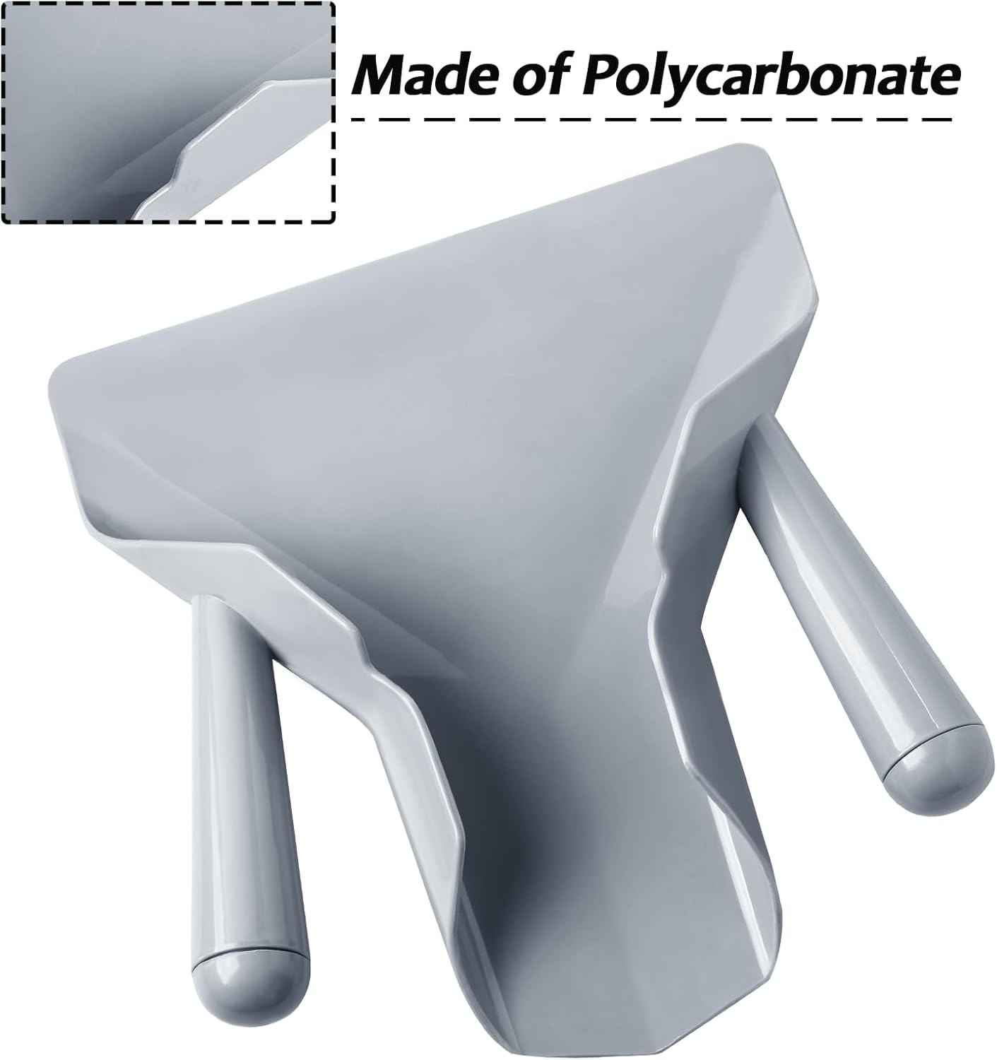 Polycarbonate French Fry Popcorn Scoop, Quick Fill Tool for Food Bags & Boxes, Multipurpose Utility Scooper for Bagger French Fries, Snacks, Desserts, Ice, Dry Goods(Dual Handle)