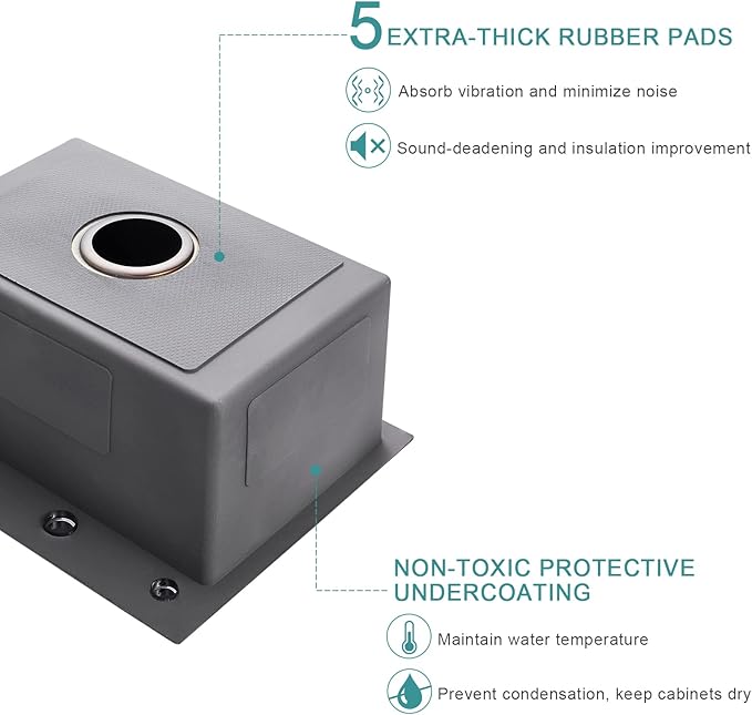 20 × 16 inch Drop-in Kitchen Sink Black, Top-mount Stainless Steel Kitchen Sink Single Bowl, Overmount Kitchen Bar Sink Single Basin