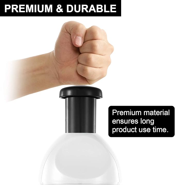 Geedel Food Chopper, Easy to Clean Manual Hand Vegetable Chopper Dicer, Dishwasher Safe Slap Onion Chopper for Veggies Onions Garlic Nuts Salads White