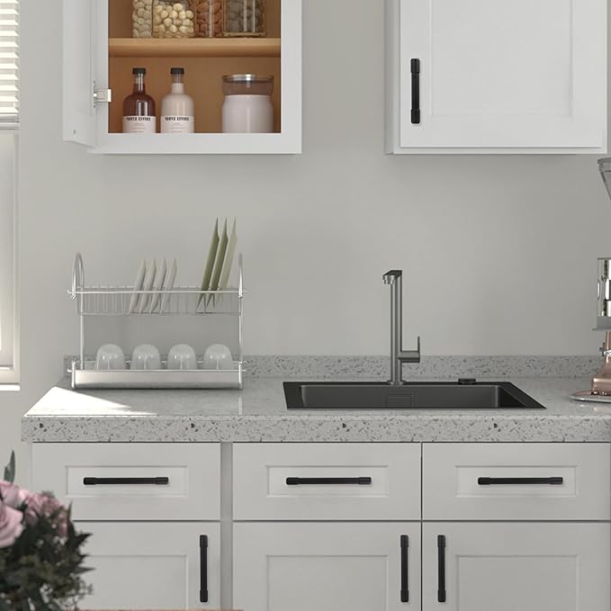 10 Pack Matte Black Cabinet Pulls 3.75 Inch(96mm) Hole Centers Kitchen Cabinet Handles Black Drawer Pulls