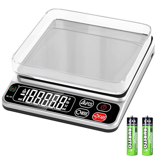 Food Scale,Mini Pocket Jewelry Scale,3kg/0.1g Cooking Portable Food Scale，Scales Digital Weight Grams，Baking Scale，Scales Digital Weight Food， Auto Off, Tare, PCS,LCD Display