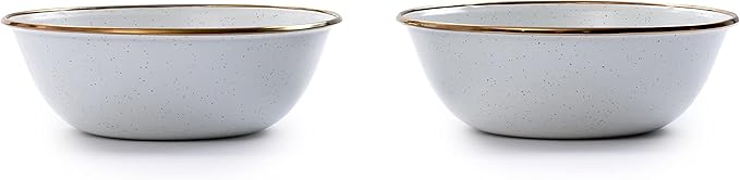 Barebones Enamel Bowl Set - Dish Set of 2 Bowls - Enamelware Set for Camping and Everyday Use (Eggshell)