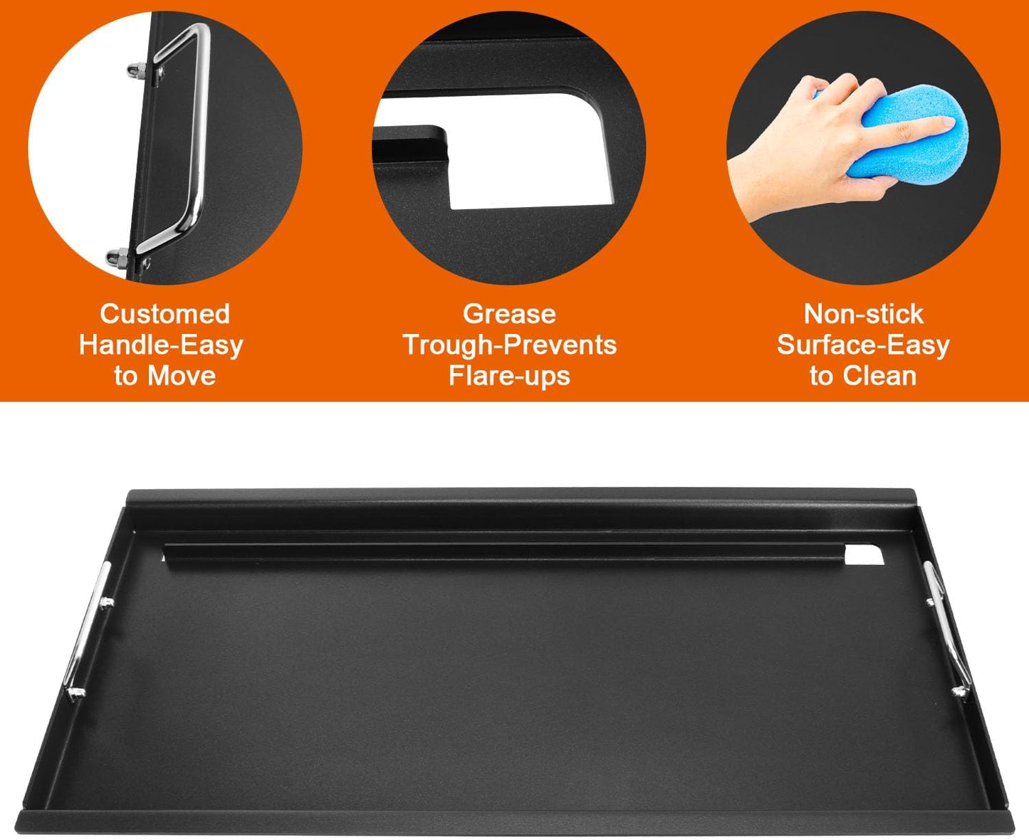 Full-Size Griddle Inserts for Weber Summit 600 Series Grills, Flat Top Griddle for Summit E-640/650/660/670 S-640/650/660/670 Gas Grills with a Smoker Box, Replacement Parts for Weber 67552