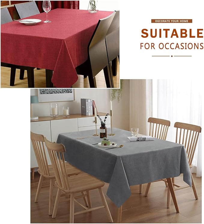 Table Cloth Rectangle Table Cover 57x85 Inches Soft-Brushed Finish Wrinkle Free and Waterproof Gray Rectangle Tablecloth for Kitchen Party Buffet Wedding