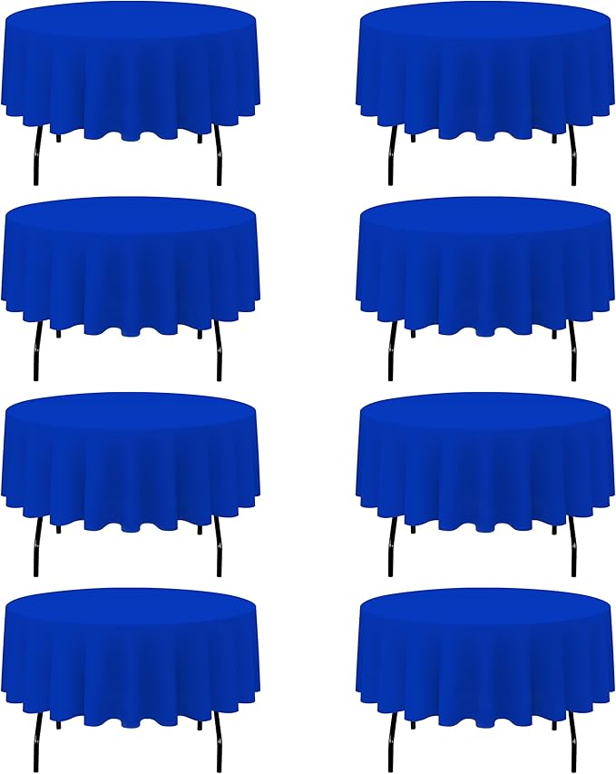 BRILLMAX 8 Pack Royal Blue Round Tablecloths 90 Inch - Circle Bulk Linen Polyester Fabric Washable Table Cloth Cover for Wedding Reception Banquet Birthday Party Buffet Restaurant