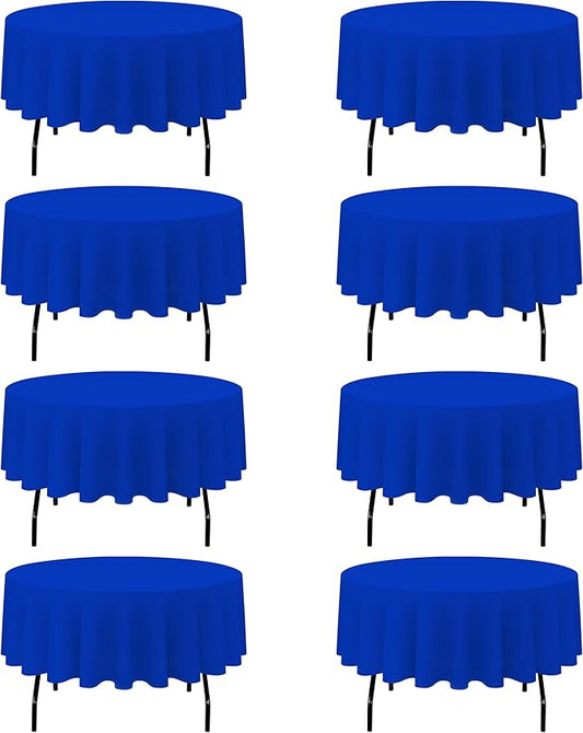 BRILLMAX 8 Pack Royal Blue Round Tablecloths 90 Inch - Circle Bulk Linen Polyester Fabric Washable Table Cloth Cover for Wedding Reception Banquet Birthday Party Buffet Restaurant