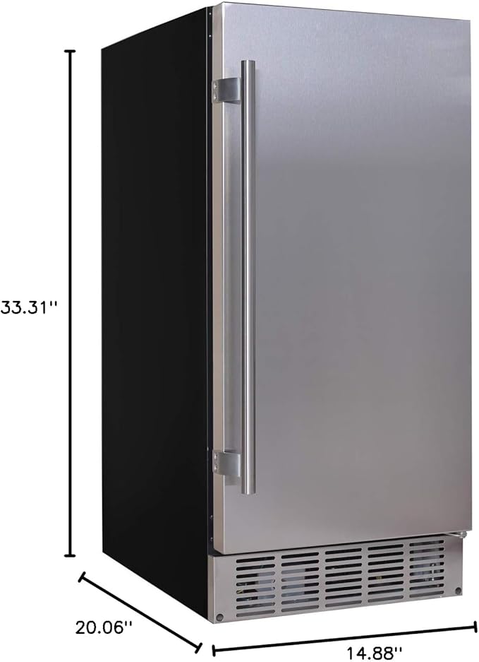 EdgeStar IB250 15 Inch Wide 20 Lbs. Capacity Free Standing and Undercounter Ice Maker with 25 Lbs. Daily Ice Production - Stainless Steel