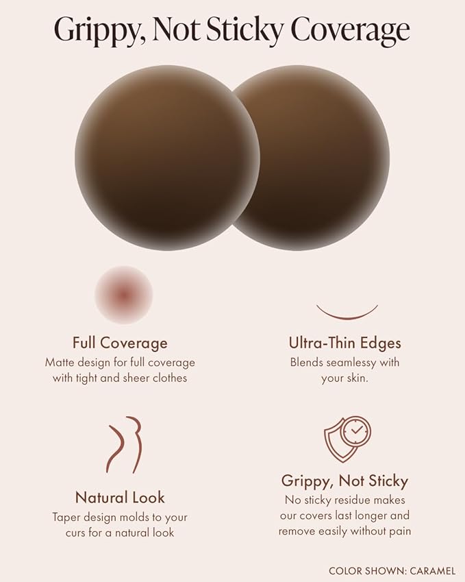 Grippy Not Sticky Nipple Covers - Cakes Reusable Non Adhesive Nipple Pasties for Women - Silicone Bra Inserts