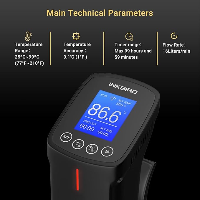 INKBIRD WIFI Sous Vide Cooker & 44PCS Vacuum Sealer Pump Sous Vide Starter Kits with 30PCS Sous Vide Bags, Recipes on APP,1000W Sous-Vide Machine for Steak
