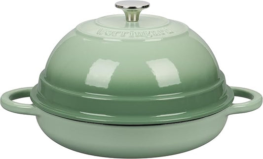 Cast Iron Enameled Dutch Oven Pot with Lid for Bread Baking, Bread Oven, 6 Quart, Green