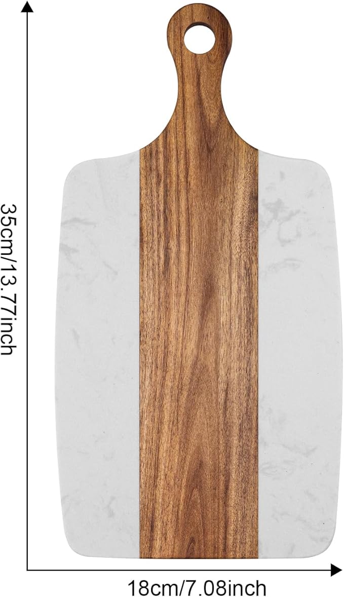 Marble charcuterie board: Acacia wood marble chopping board - suitable for kitchen, great gift for friends (white)