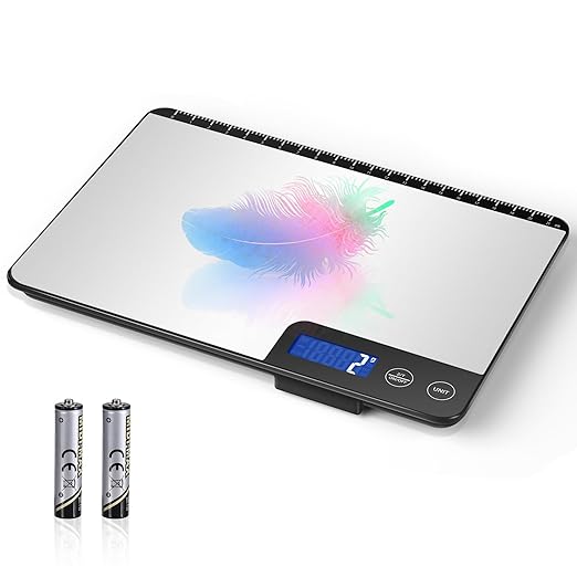 Large Food Scale Digital 15kg, Kitchen Scales with Customized Auto Shut Off Time Setting 3, 10 & 60 Mins, Weight Balance with 1g Accuracy and LCD Display, Grams and Oz for Home Use