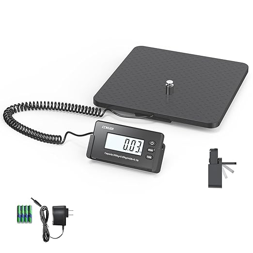 Shipping Scales 440lbs x 1oz Highly Accurate Postal Scales Ultrathin ABS Large Platform,Superlight Postal Scales for Shipping Packages,Small Business,Post Offices,Luggage Scale Battery and Adapter