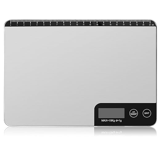 Electronic Food Scale Stainless Steel Kitchen Scale with Tare Function High Precision Grams Ounces Measurement Easy-Clean Panel for Baking Meal Prep Cooking