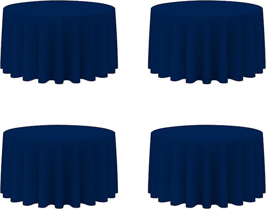 BRILLMAX 4 Pack Navy Blue Round Tablecloths 120 Inch - Circle Bulk Linen Polyester Fabric Washable Table Cloth Covers for Wedding Reception Banquet Birthday Party Buffet Restaurant