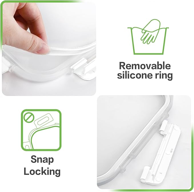 10 Pack Borosilicate Glass Meal Prep Containers with Locking Lids, Glass Food Storage Containers Set, Airtight Lunch Bento Boxes, BPA-Free & Leak Proof, 36oz & 14oz, Freezer, Oven Safe-White