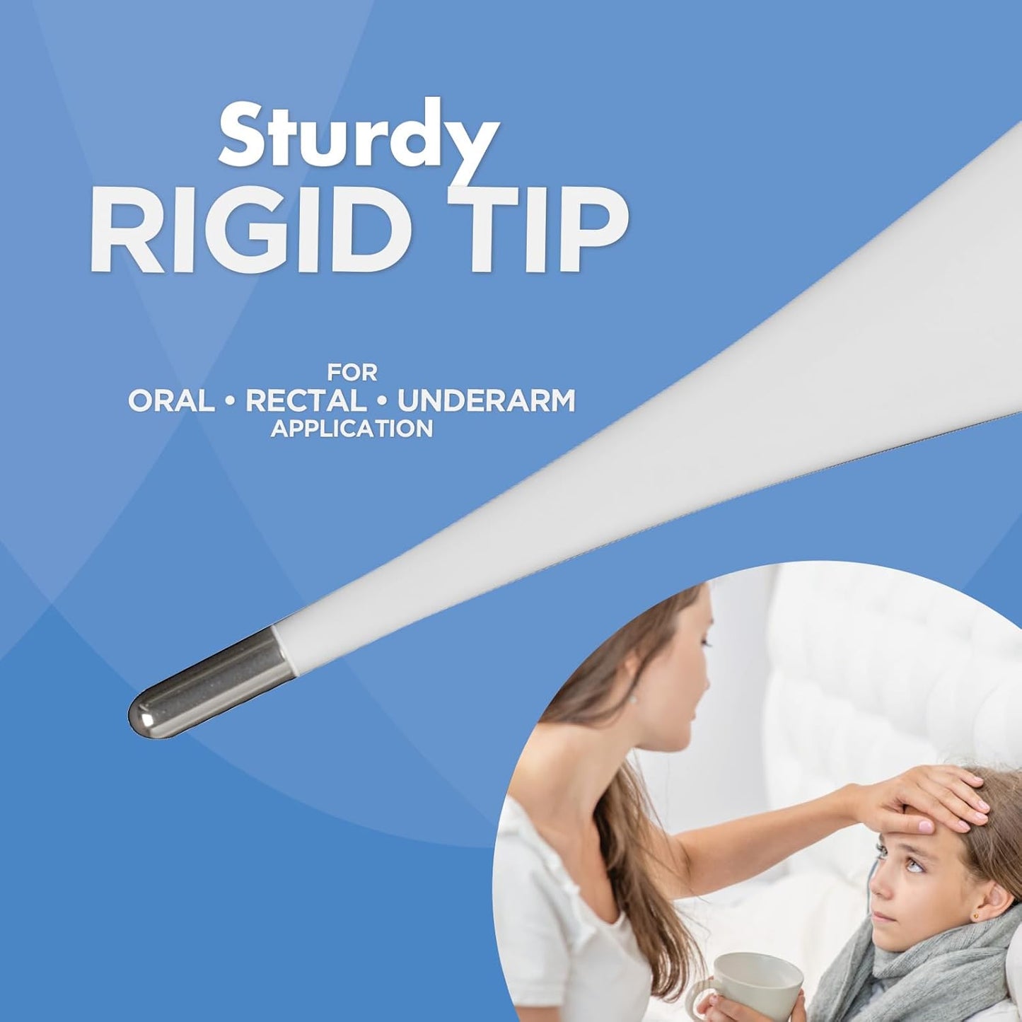 Healthwise Digital Thermometer | 30-Second Readout | Feverline Indicator | Clinical Rigid Tip | Hygienic Water-Resistant Easy Cleaning | Storage Case + Probe Covers Included