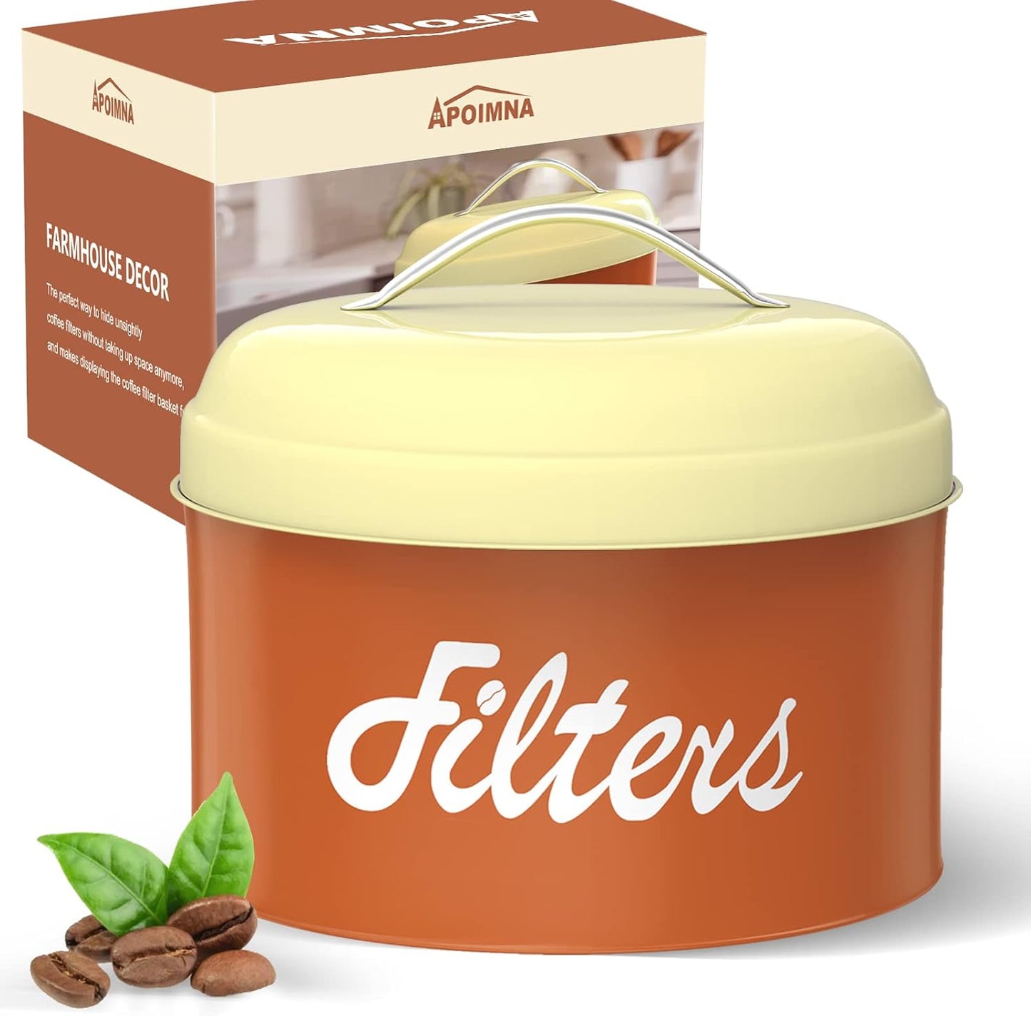 Coffee Filter Holder, Coffee Bar Accessories for Coffee Bar Station, Basket Round Coffee Filter Container Storage for Counter, Coffee bar Decor(Brown)