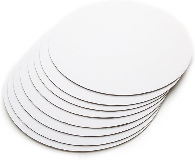 Fox Run Round Cake Base, Cardboard, 12-Inch, Pack of 8,White