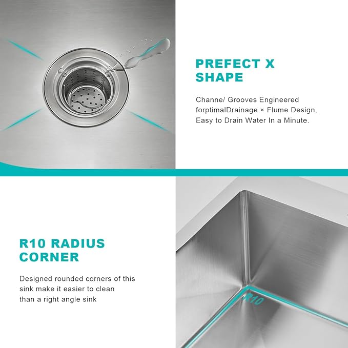 21 inch Kitchen Sink Drop in, 18 Gauge Stainless Steel Brushed Single Bowl Topmount Kitchen Sink with 1 Faucet Hole,D21" x W18" x H9"