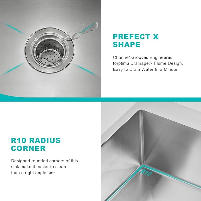 20 Inch Drop in Kitchen Bar Sink Brushed, TSIBOMU 304 Stainless Steel Single Bowl Topmount Kitchen Sink Basin with Grid, D20" x W16" x H9"